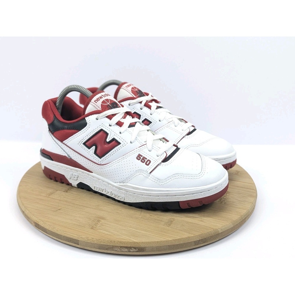 New Balance 550 Mens 7.5 White Team Red Black Low‎ Top Sneakers BB550SE1